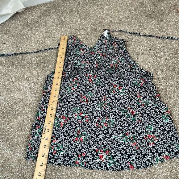 Zara blouse black ditsy floral print ruffle collar lightweight top SZ SM Zara - Picture 5 of 7